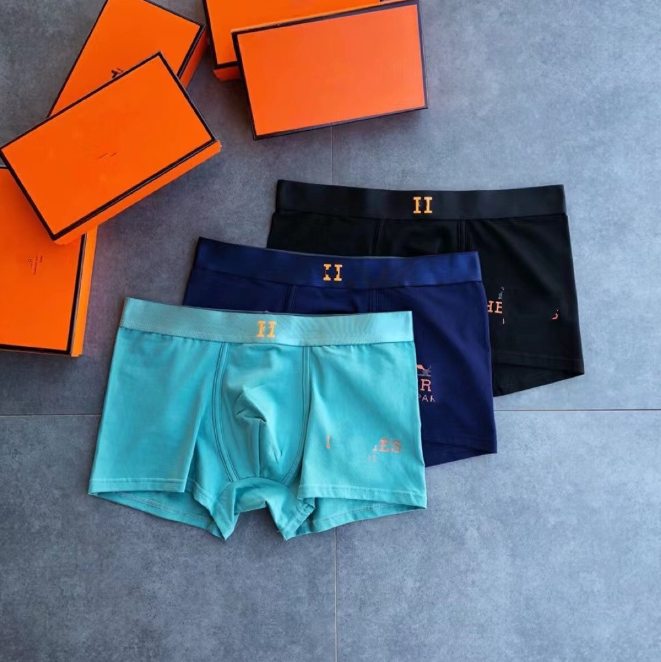 Boxers Men's Underwear Letters 3 Boxed Boxers Trendy Underwear Pure Cotton Wholesale Boxer