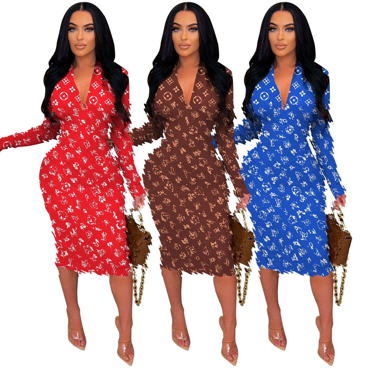 Y78034 Summer Letter Print Short Dress For Women Long Sleeve V-Neck Loose Brand Casual Zipper Mini Dresses, Brown
Y78034 Summer Letter Print Short Dress For Women Long Sleeve V-Neck Loose Brand Casual Zipper Mini Dresses, Brown