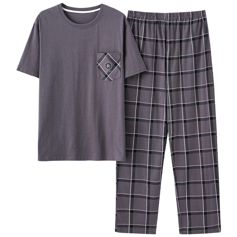 Men's Sleepwear L-4XL Men Pajama Set Cotton Pijamas for Men Spring Summer Short Sleeve Casual Sleepwear 230317