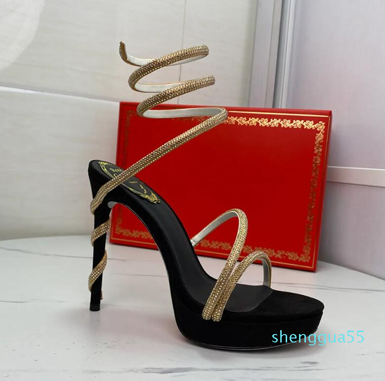 Platform Sandals Womens Dress Shoes High Heeled Ankle Wraparound Shoe Embellished Snake Strass Stiletto120mm Luxury Designers factory footwear 01, Black
Platform Sandals Womens Dress Shoes High Heeled Ankle Wraparound Shoe Embellished Snake Strass Stiletto120mm Luxury Designers factory footwear 01, Black