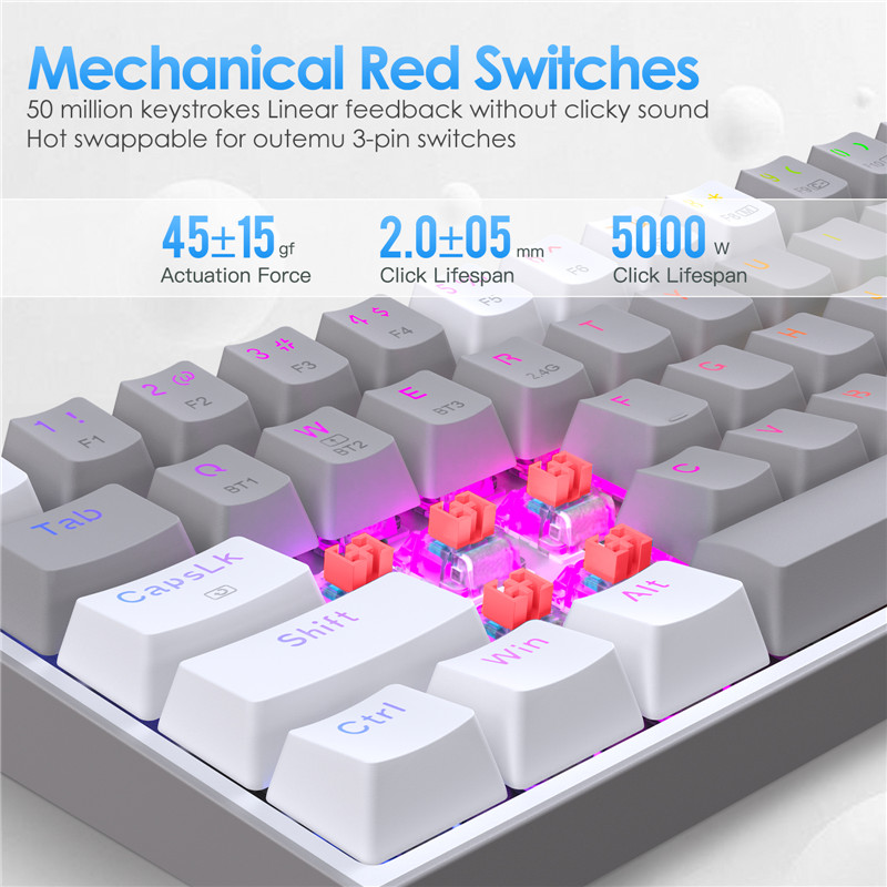 n K616 Pro TKL Wireless RGB Mechanical Keyboard 5.0 BT/2.4 Ghz/Wired Three Modes 60% Bluetooth Keyboard Linear Red Switch