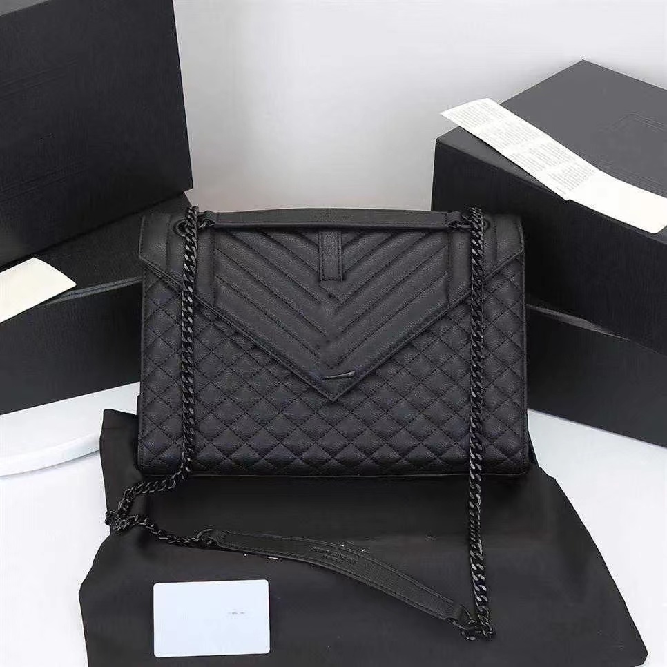 2023 Luxury Handbag Shoulder Bag Brand LOULOU Y-Shaped Designer Seam Leather Ladies Metal Chain Black Clamshell Messenger Chain Bags Box Wholesale