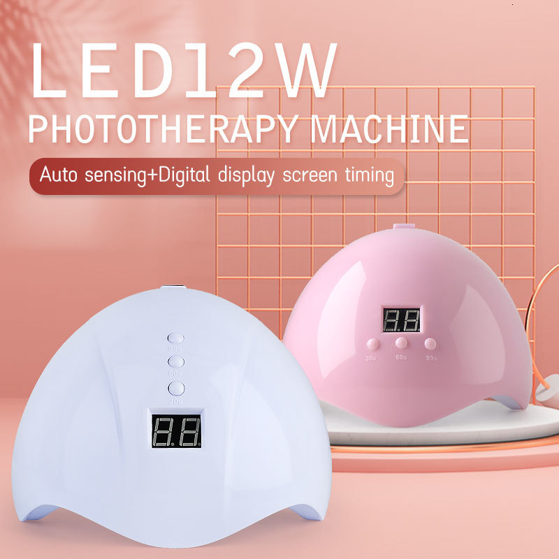 Nail Dryers 12W Nail Dryer Machine UV LED Lamp Portable USB Cable Home Use UV Gel Varnish Curer 12 Leds Lamp Nail Art Manicure Tool 230310