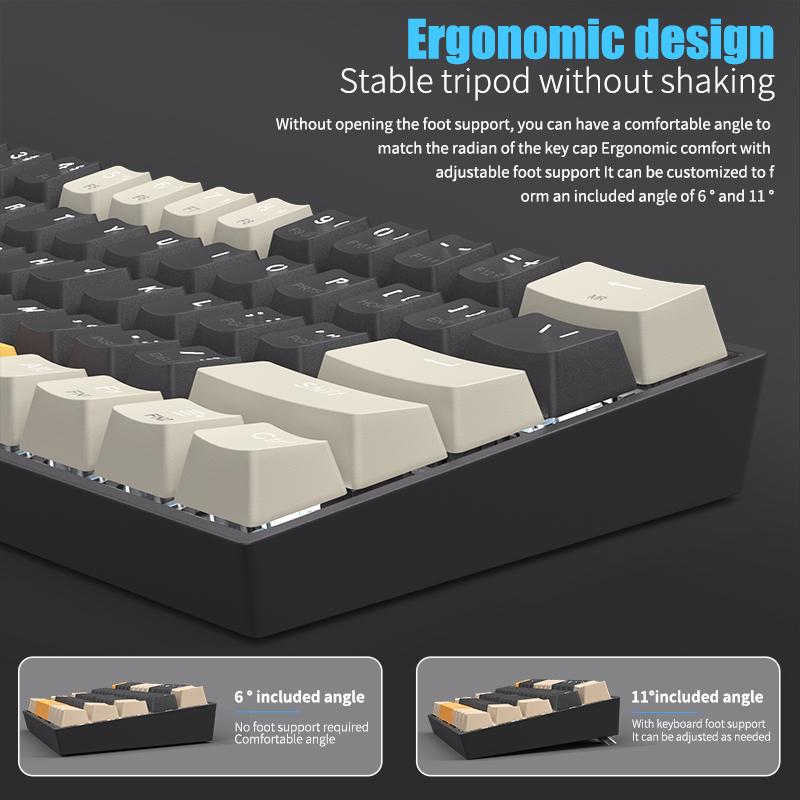 n K606 USB Mini Mechanical Gaming Keyboard Brown Switch 61 Keys Wired Detachable CablePortable for travel