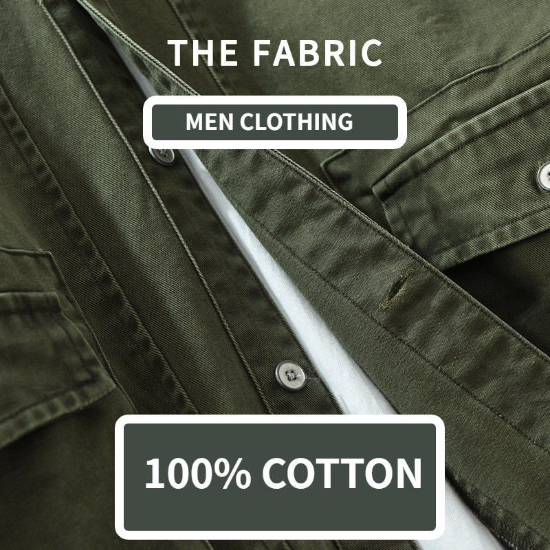 Men's Jackets Spring and Autumn 100% Cotton Men's Cargo Jacket for Men Trendy Versatile Casual Comfortable Vintage Men Clothing C2170 230311