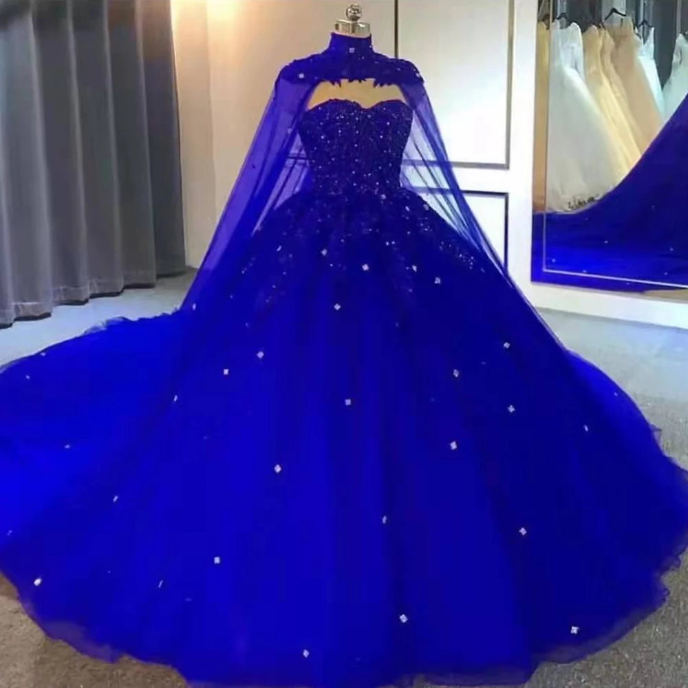 Quinceanera Dresses Elegant Sexy Cloak Sweetheart Appliques Crystal Ball Gown with Plus Size Sweet 16 Debutante Party Birthday Vestidos De 15 Anos 39