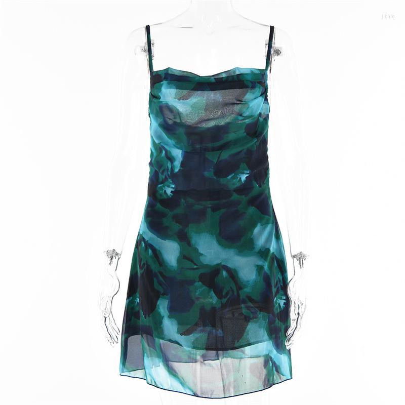 Casual Dresses Boho Dress Summer Floral Print Sleeveless Sling Beach Mini Holiday Sundress Vestidos Drop Clothing Women