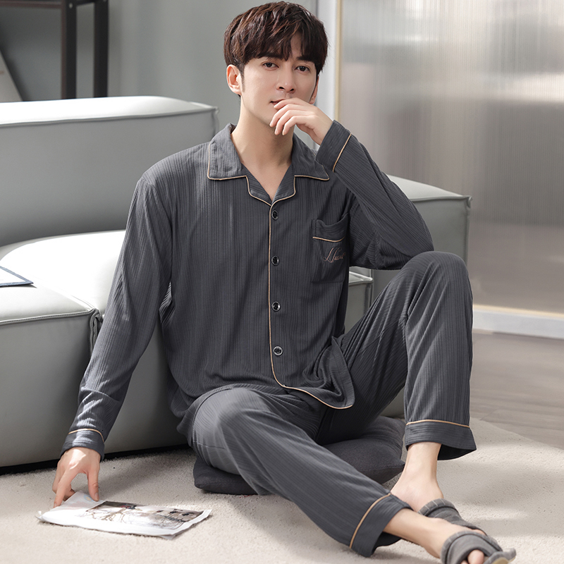Men's Sleepwear Spring and Autumn Men Pajamas Set Modal Long Sleeve Turn-down Collar Pijama Man Sleepwear Leisure M-4XL Male Nightwear 230317