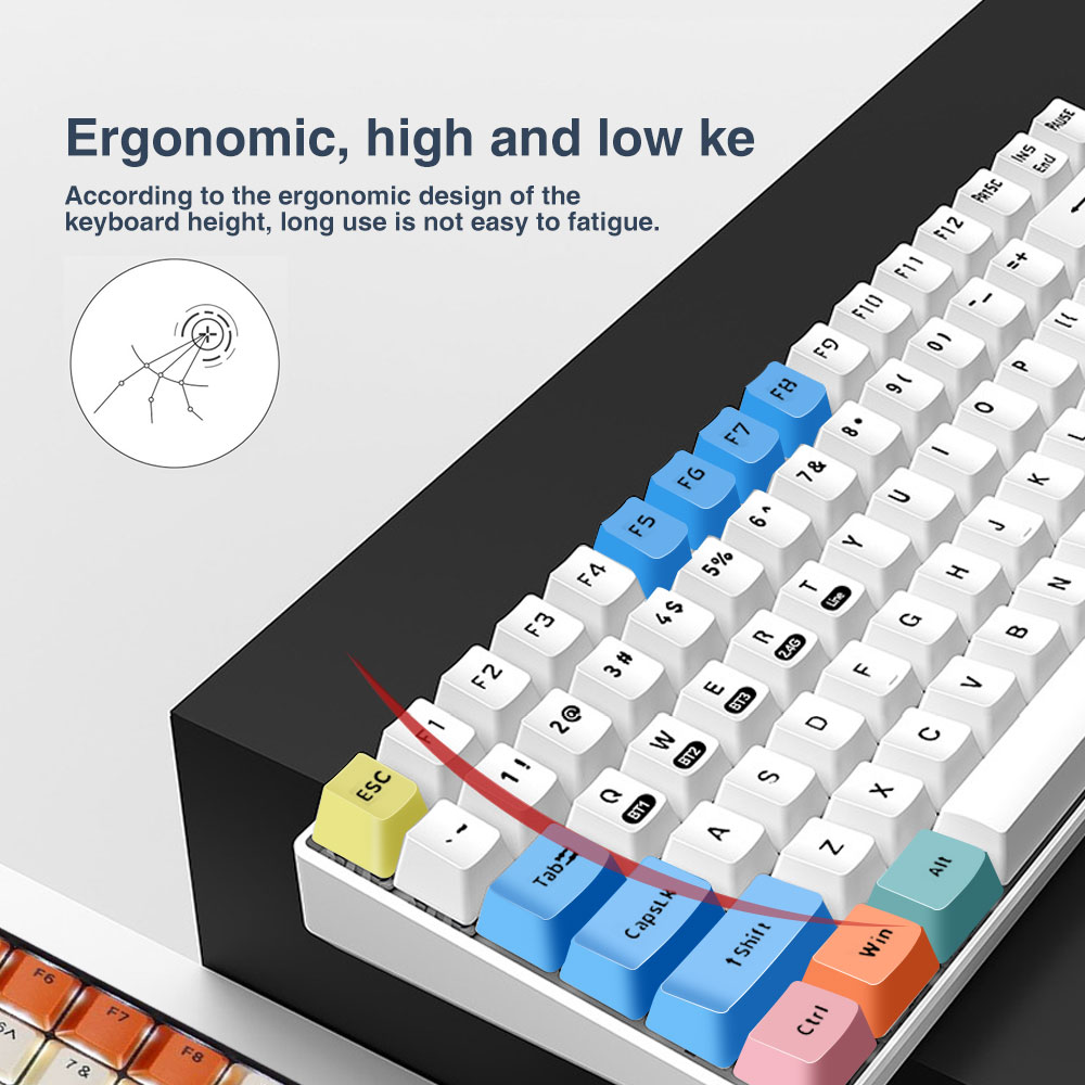 RF84 84 Keys Customized Mechanical Keyboard Three Modes PBT Keycap Outemu Switch RGB Backlight Wireless Gaming Keyboards 3000Mah