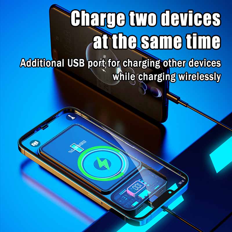 20000mAh Magnetic Power Banks 15W Wireless Fast Charging External Battery For Iphone14 13 Mini Portable Digital Display Powerbank