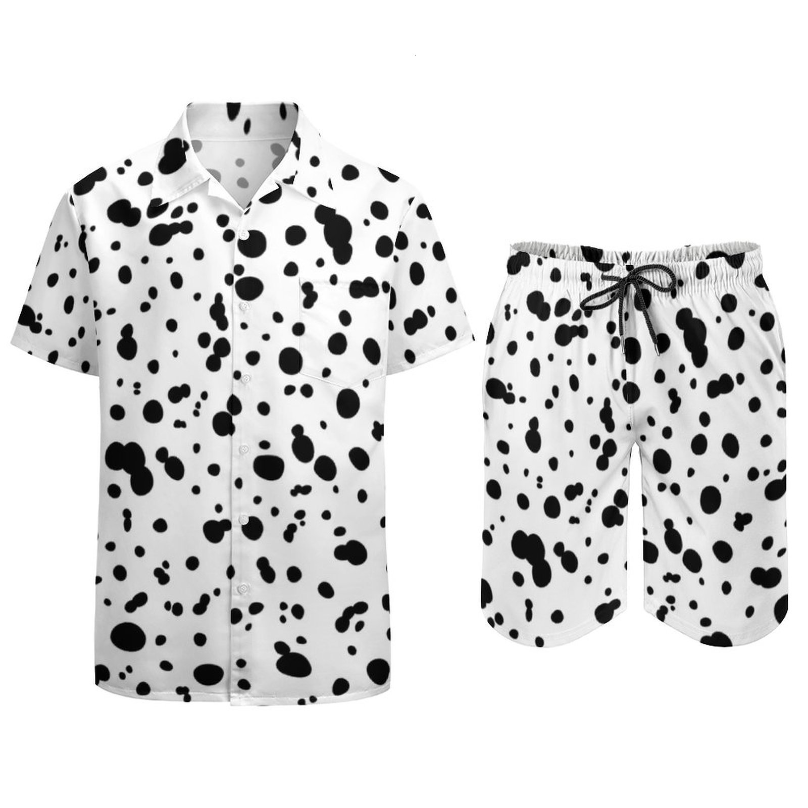 Men's Tracksuits Dalmatian Spot Men Sets Animal Dots Print Casual Shorts Beach Shirt Set Summer Retro Suit ShortSleeve Plus Size 230311