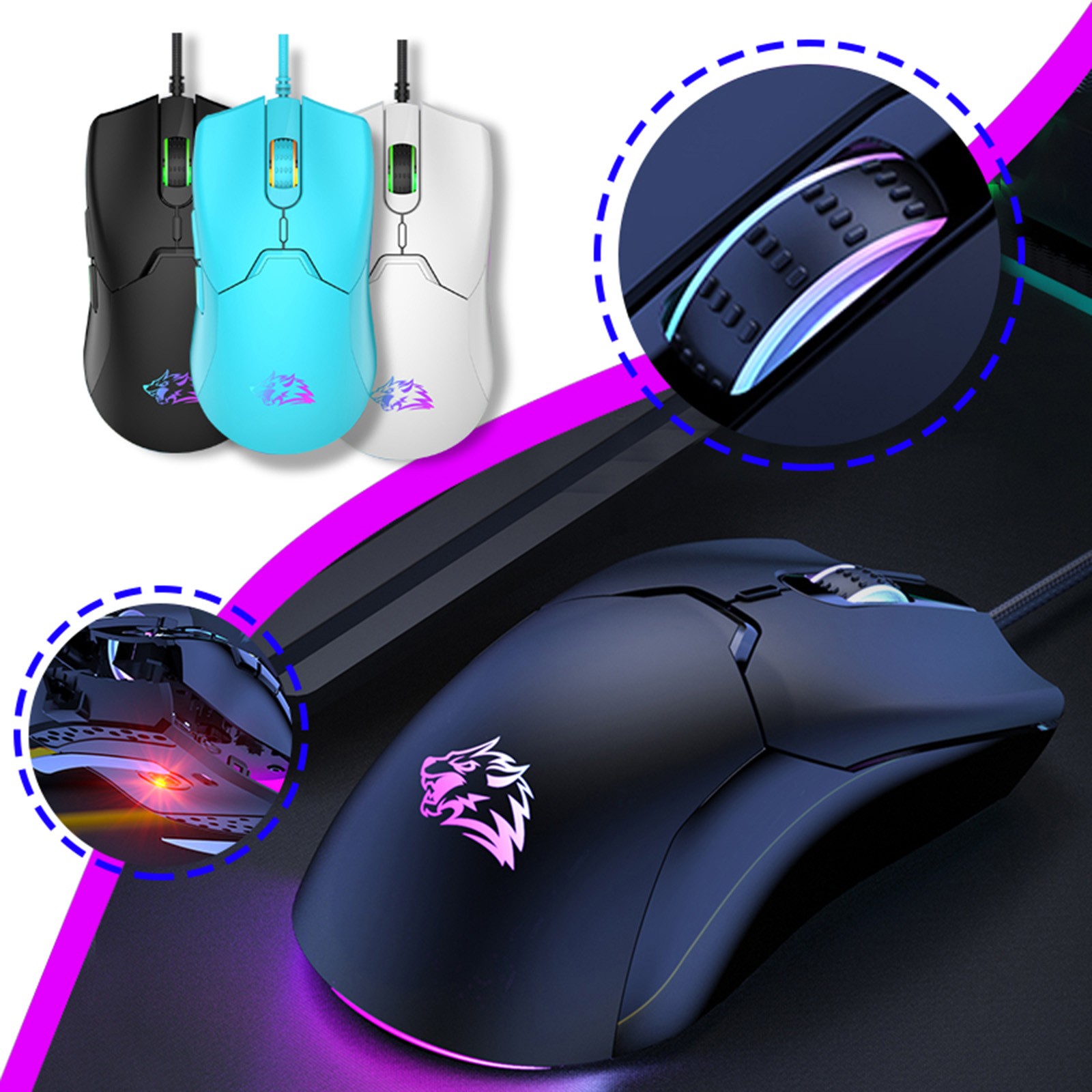 M6 USB Wired Mini Gaming Mouse 7200 DPI Optical 7 Button RGB USB Wired Mouse Mice For PC Desktop Laptop Computer Gamer