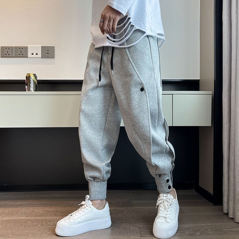 Men's Pants Autumn and Winter Sweatpants Men's Fleece Sports Pants Casual All-match Harem Pants Loose Gray Pants 230311