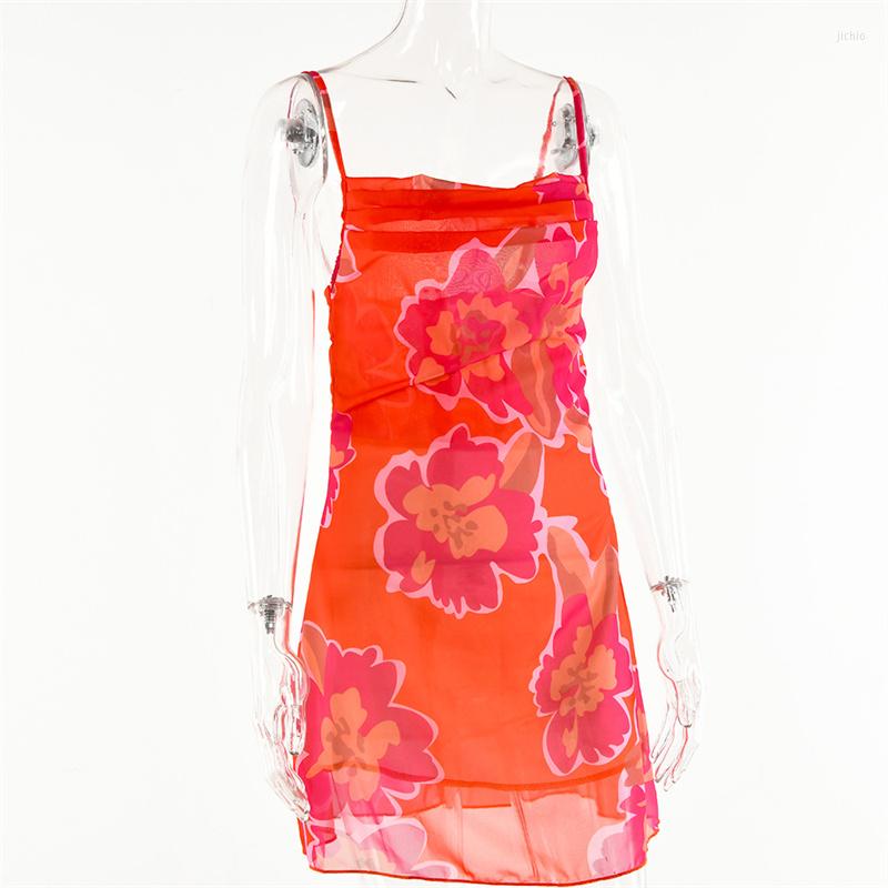 Casual Dresses Boho Dress Summer Floral Print Sleeveless Sling Beach Mini Holiday Sundress Vestidos Drop Clothing Women