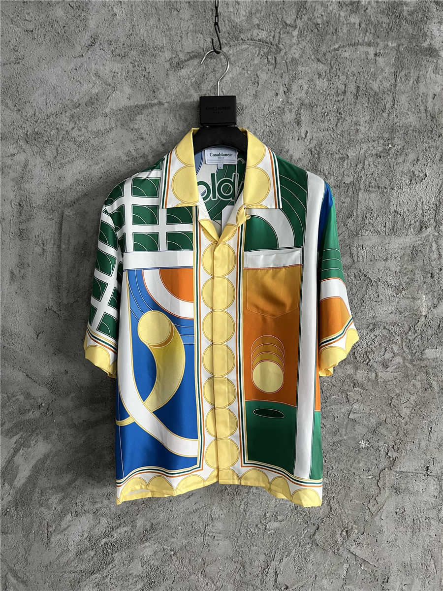 23SS New Casablanca Designer Fashion Classic men and women Shirt Fruit Print Color Matching Beach Hawaii Loose Casual Silk Short Sleeve Shirt, Yellow green / color blocking
23SS New Casablanca Designer Fashion Classic men and women Shirt Fruit Print Color Matching Beach Hawaii Loose Casual Silk Short Sleeve Shirt, Yellow green / color blocking