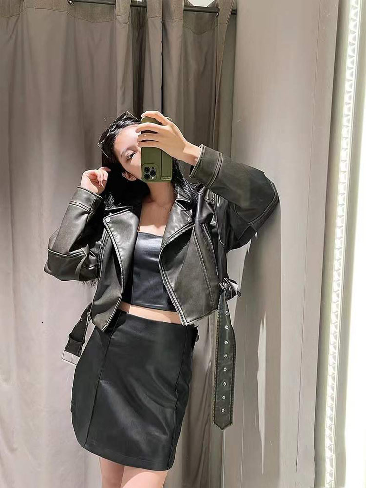 Women's Jacket 2023 Spring Fashion Faux Leather Ladies Casual Zipper Biker Coat Female Autumn Loose Couple Outwear 4341826 230310