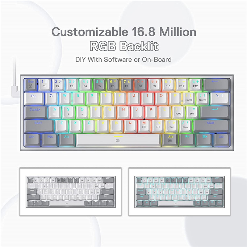 n K617 Fizz 60% Wired RGB Gaming Keyboard 61 Keys Compact Mechanical Keyboard Linear Red Switch for portable travel