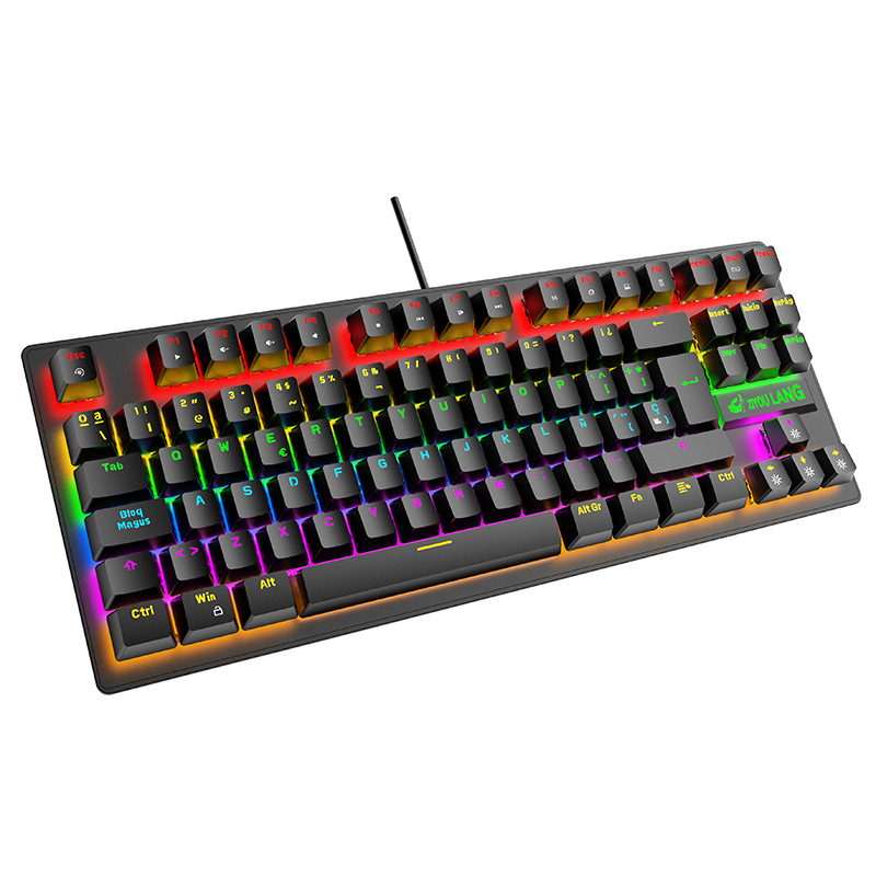 Spanish 88 Keys Mechanical Keyboard Keys USB Wired Mechanical Gaming Keyboards Color Backlit Blue Switch for PC Deskop Laptop