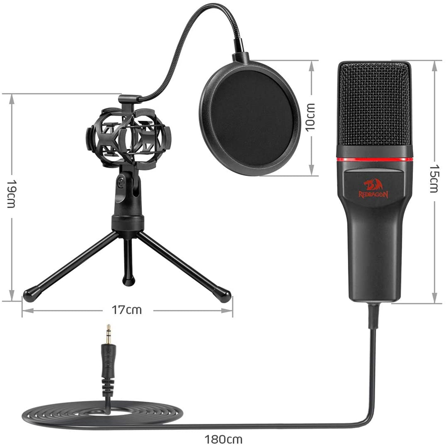n GM100 Microhone 3.5mm XLR Pop Filter Tripod Stand Shock Mount for Gaming Streaming Recording Podcasting Broadcasting