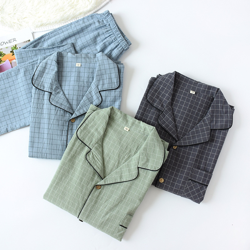 Men's Sleepwear Washable Cotton Long Sleeve Men's Pajamas Spring and Autumn Turnover Collar Pure Cotton Pajamas Men's Pajamas 230330