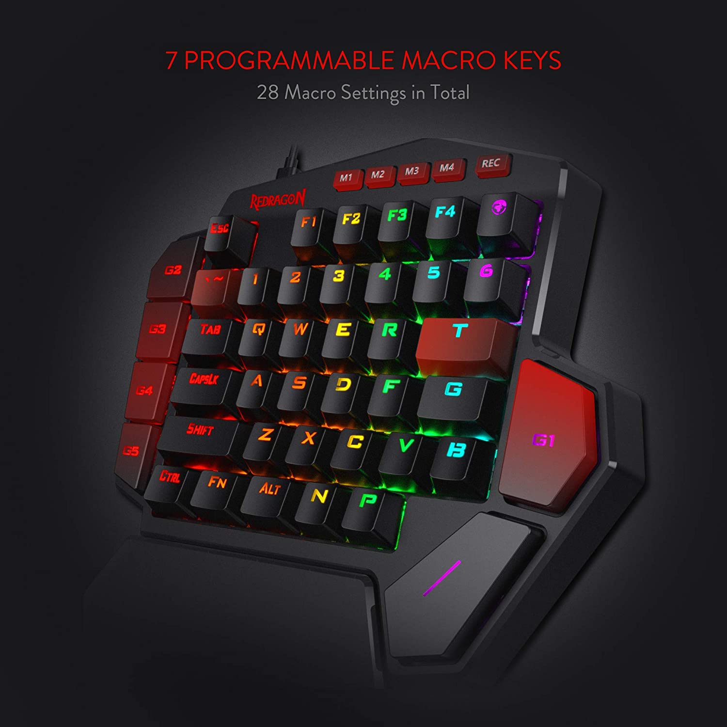 n K585 DITI One-Handed RGB Mechanical Gaming Keyboard 42 Keys Blue Switch LED Left Hand Mini Keypad For Mobile Game