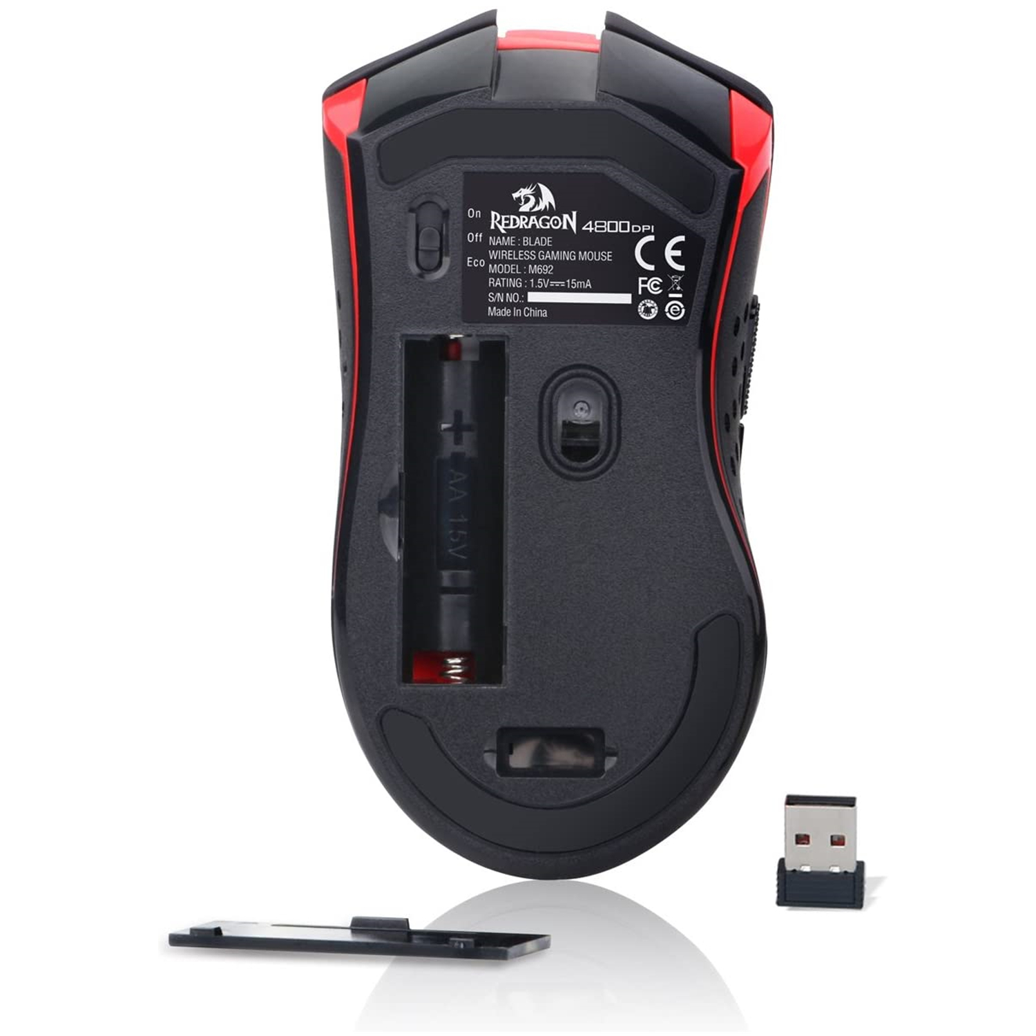 n M692 Wireless Gaming Mouse RED LED Backlit MMO 9 Button Programmable Cordless Computer Mice for Windows PC Gamer