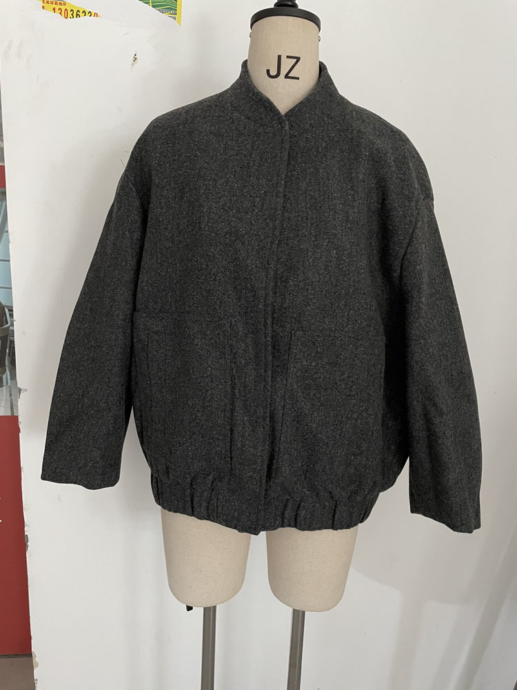 Women's Jackets RR2311 wool blends bombers jackets oversized With Button Solid Long Sleeve Top Coat Casual Loose Winter Warm Woman traf 230310