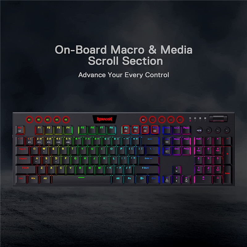 n K618 Horus Wireless RGB Mechanical Keyboard Bluetooth/2.4Ghz/Wired Tri-Mode Ultra-Thin Low Profile Linear Red Switch