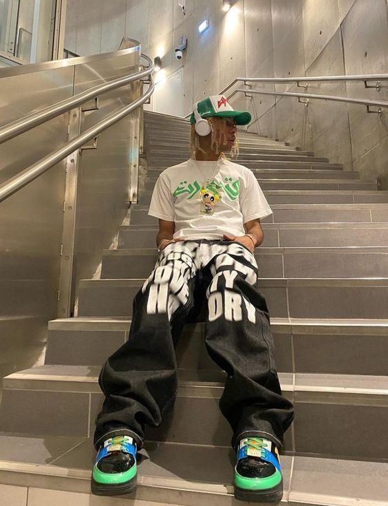 Mens Jeans Y2K Street Trend Letter Print Black Pants Gothy Loose Straight Wide Leg Hiphop Men Dragging Casual 230310