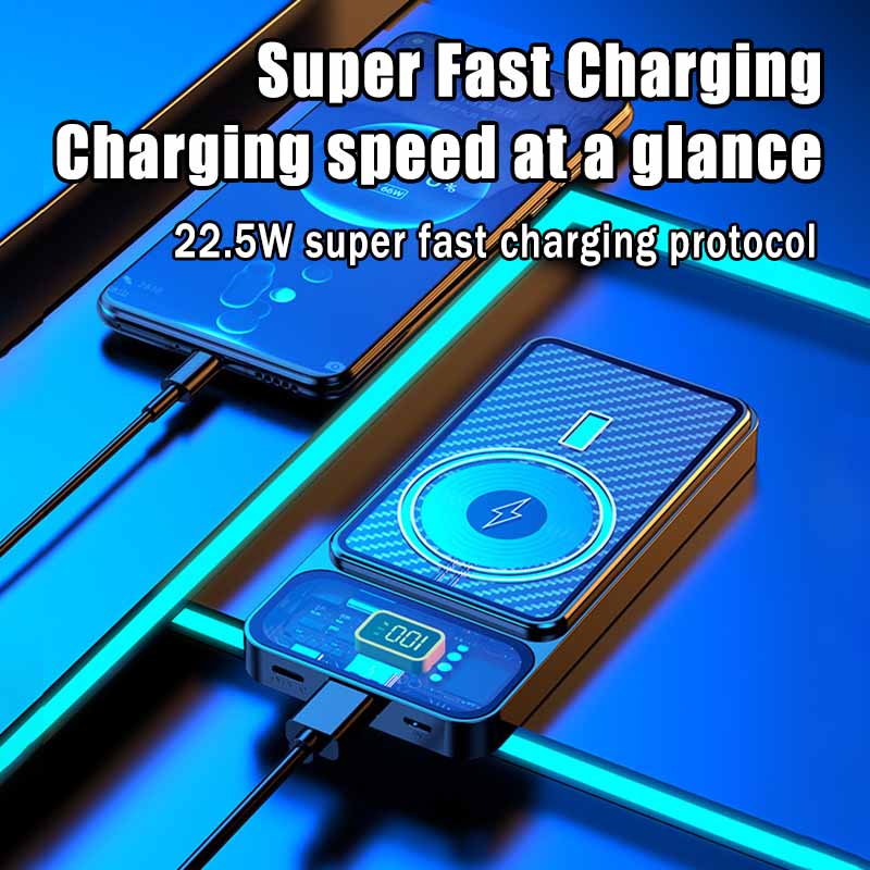 20000mAh Magnetic Power Banks 15W Wireless Fast Charging External Battery For Iphone14 13 Mini Portable Digital Display Powerbank