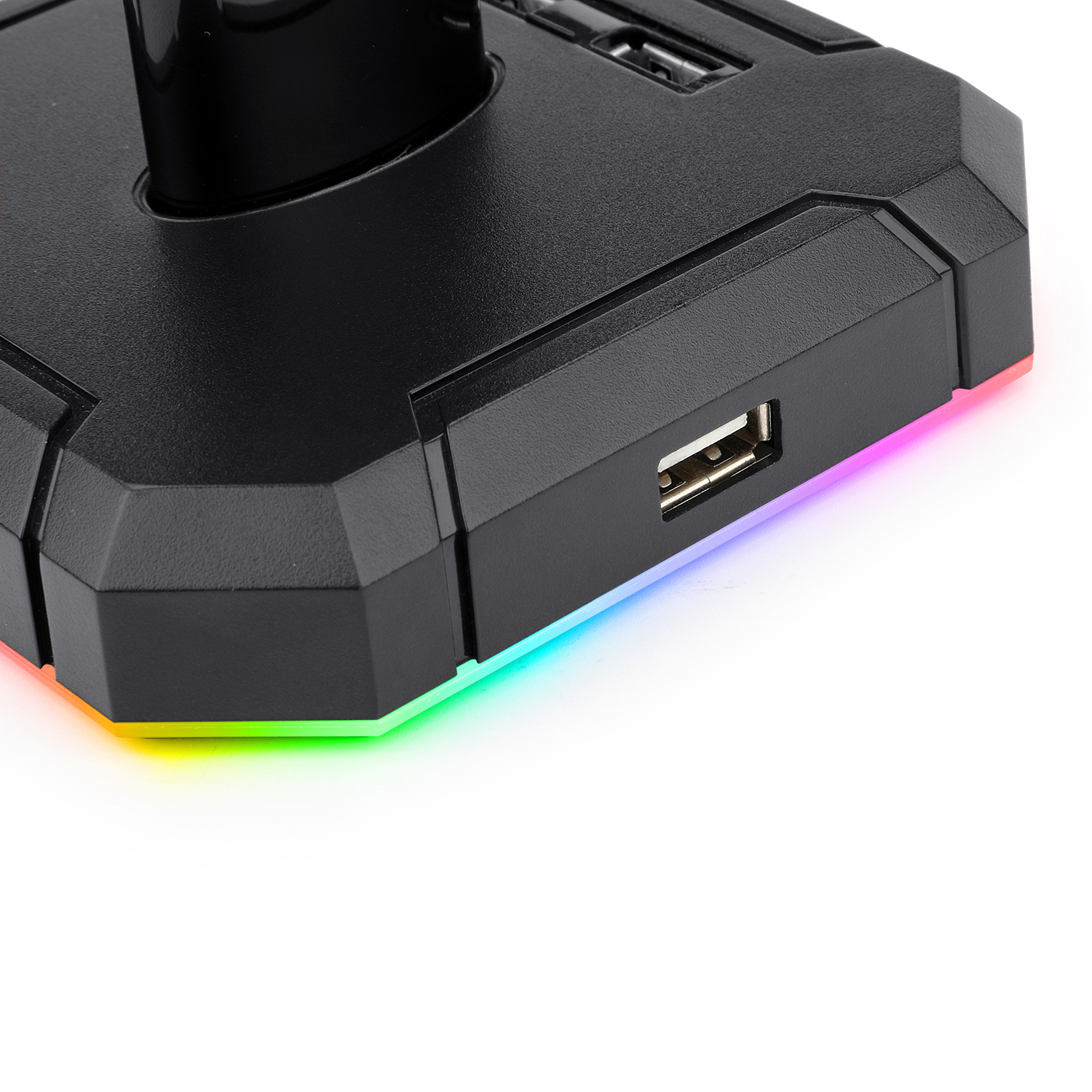 n HA300 Gaming Headset Stand RGB Backlit Aluminum Supporting Bar Non-Slip Solid Rubber Base 4X USB 2.0 for All Headphones