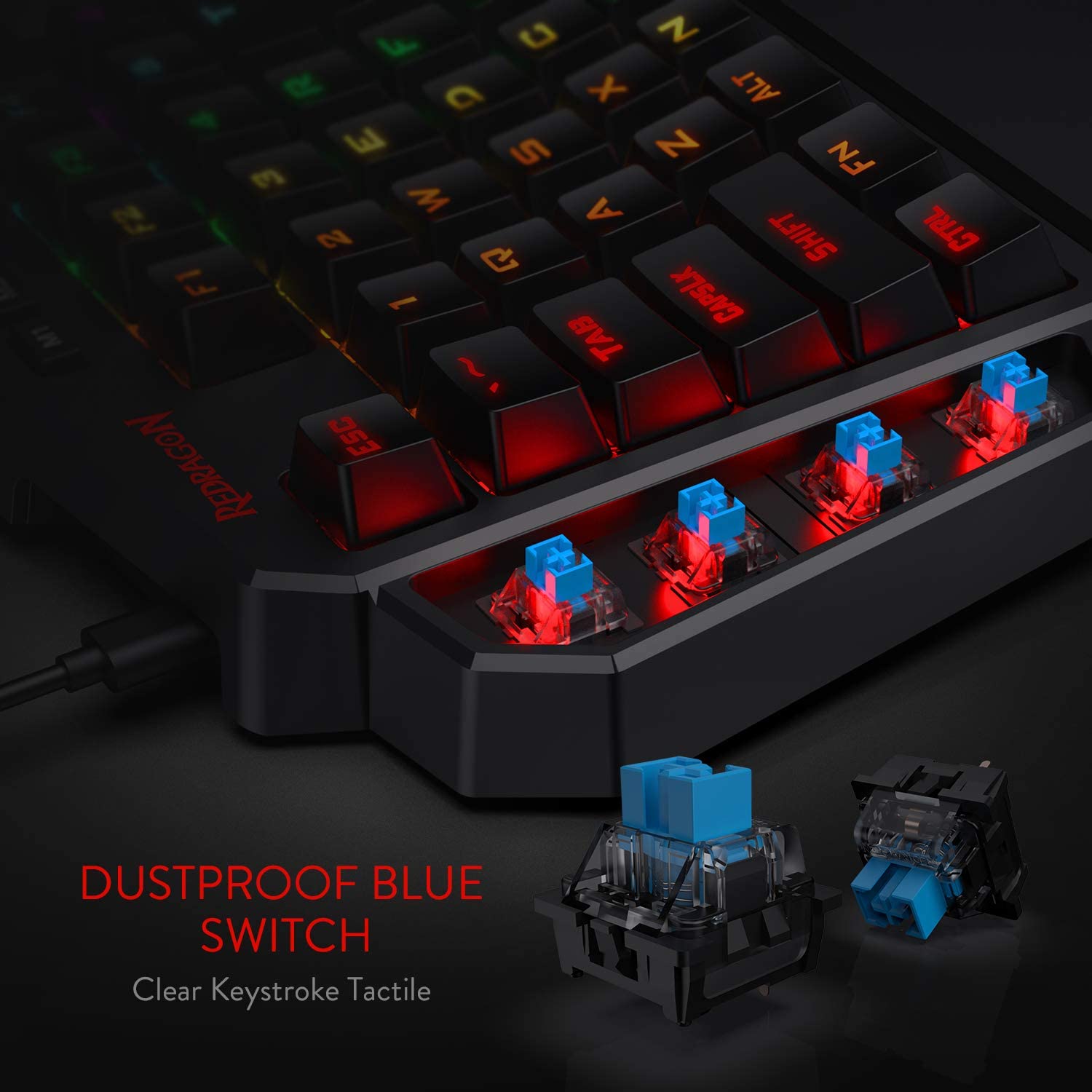 n K585 DITI One-Handed RGB Mechanical Gaming Keyboard 42 Keys Blue Switch LED Left Hand Mini Keypad For Mobile Game