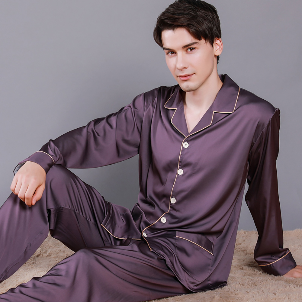 Men's Sleepwear Men Summer Ice Silk Sleepwear Thin Breathable Pajama Sets Solid Color Silk Pajamas Comfort Satin Pajama Male Casual Pijama 230317