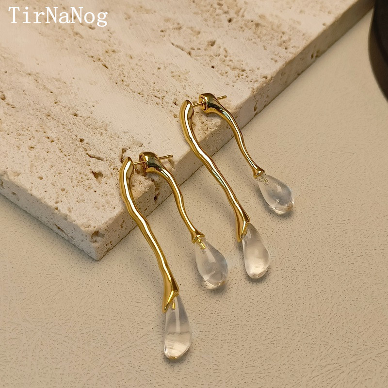 Ear Cuff European and American Fashion Exaggerated Retro Transparent Crystal Pendant Stud Earrings Contracted Geometric Long Earrings 230310