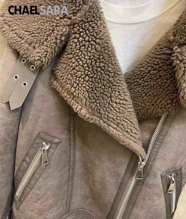 Women's Jackets 2023 High Quality Winter Vintage Women Thick Fleece Faux Leather Jacket Coats Casual Warm Biker Outwear Female 230310