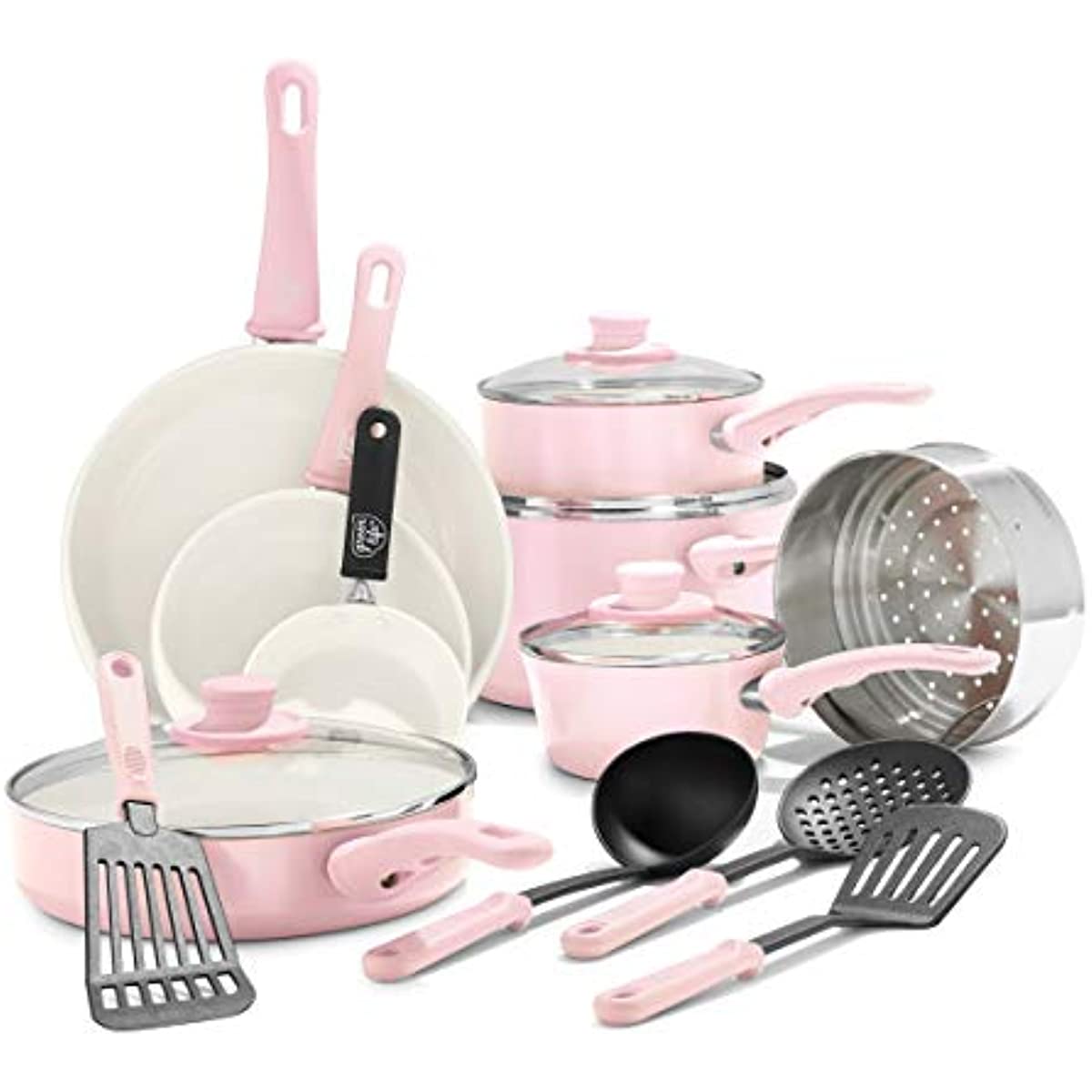 GreenLife Soft Grip Healthy Ceramic Nonstick, 16 Piece Cookware Pots and Pans Set, PFAS-Free, Dishwasher Safe
GreenLife Soft Grip Healthy Ceramic Nonstick, 16 Piece Cookware Pots and Pans Set, PFAS-Free, Dishwasher Safe