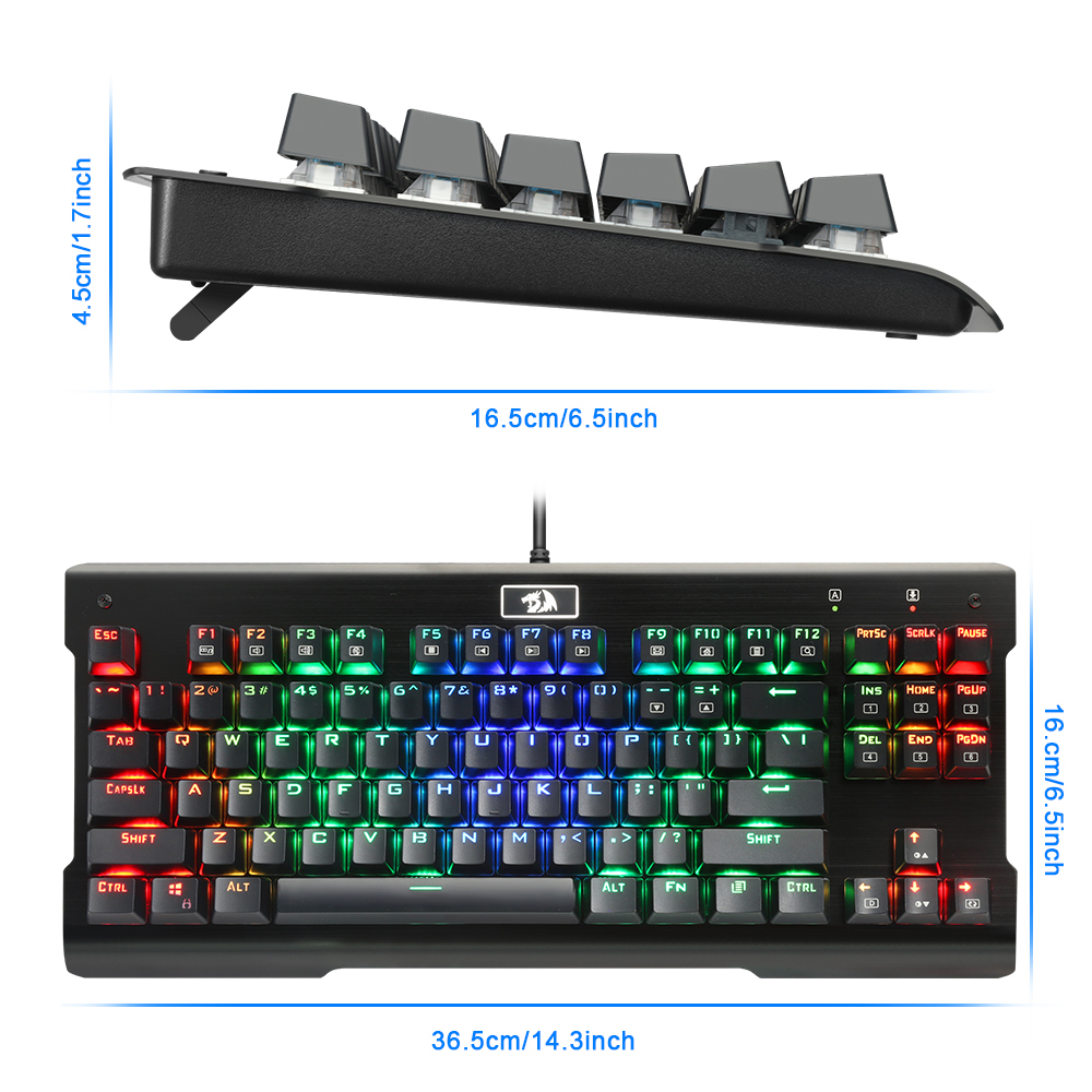 n K561 VISNU Mechanical Gaming Keyboard Anti-ghosting 87 Keys RGB Backlit Wired Compact Keyboard for Laptop PC Games