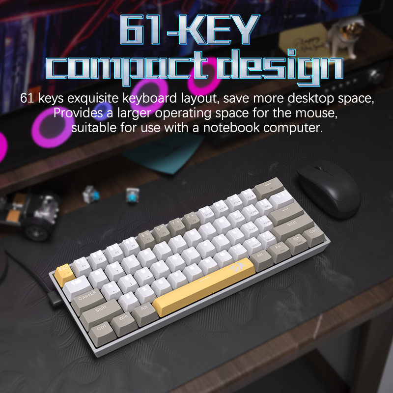 n K606 USB Mini Mechanical Gaming Keyboard Brown Switch 61 Keys Wired Detachable CablePortable for travel