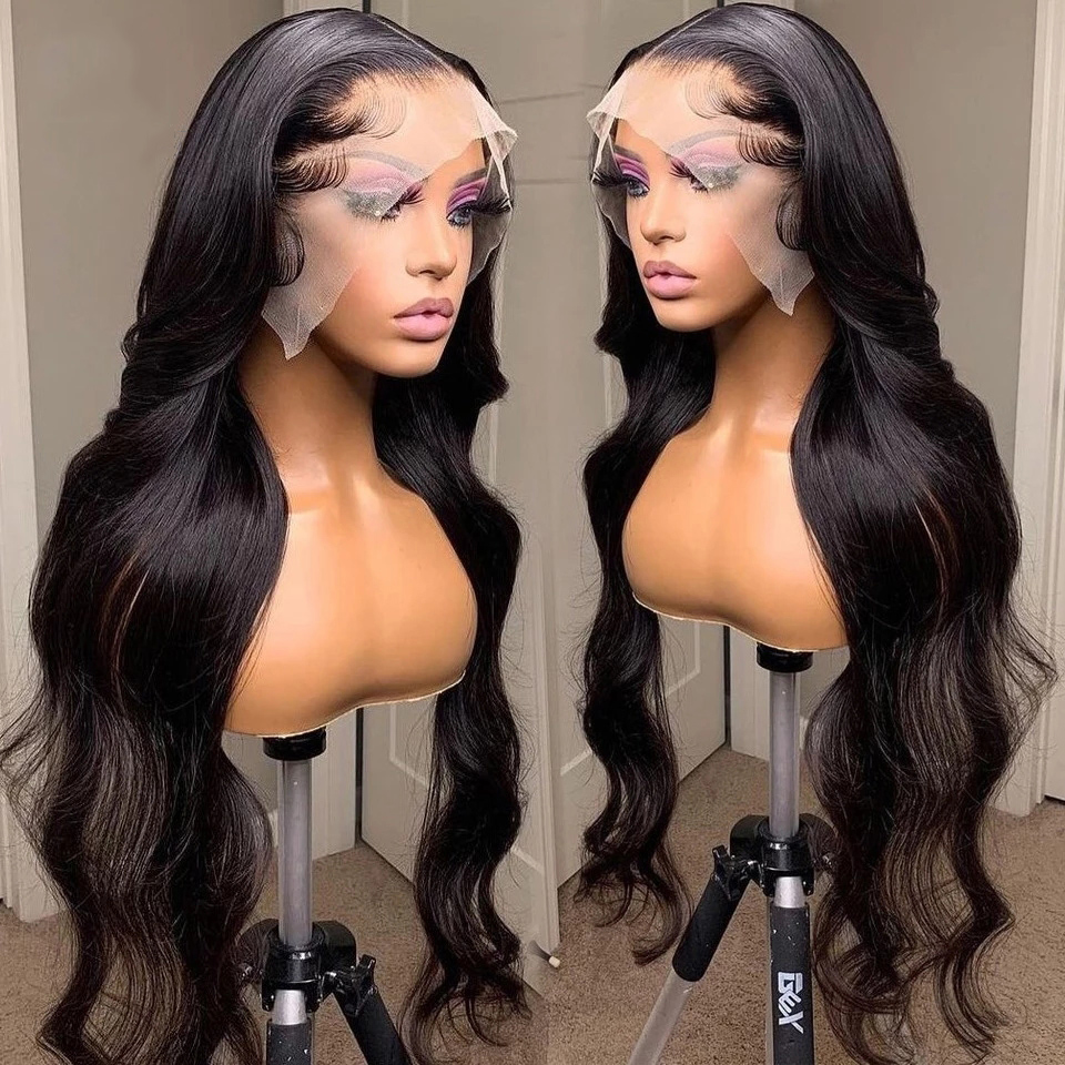 Free Part Glueless Pervian 13x4 Lace Frontal Wigs Dark Auburn /Ginger Orange Colored Simulaiton Human Hair Body Wave Wigs Transparent Lace Closure Wig