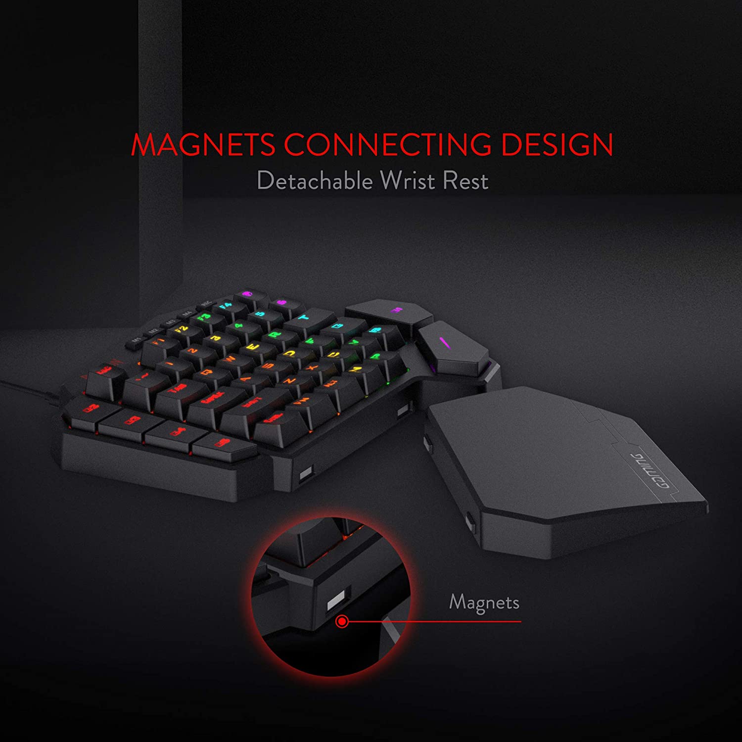 n K585 DITI One-Handed RGB Mechanical Gaming Keyboard 42 Keys Blue Switch LED Left Hand Mini Keypad For Mobile Game