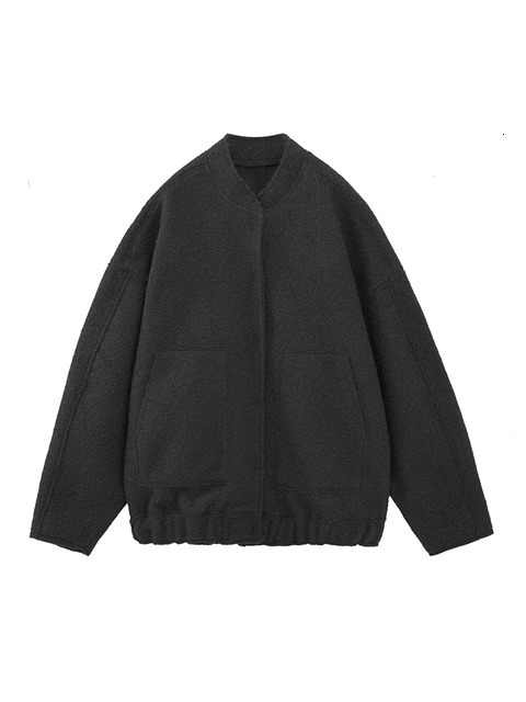 Women's Jackets EDSA Bombers Coat Casual Loose Outwear With Button Long Sleeve Tops Gray Fashion Elegant Pocket Streetwear 230310