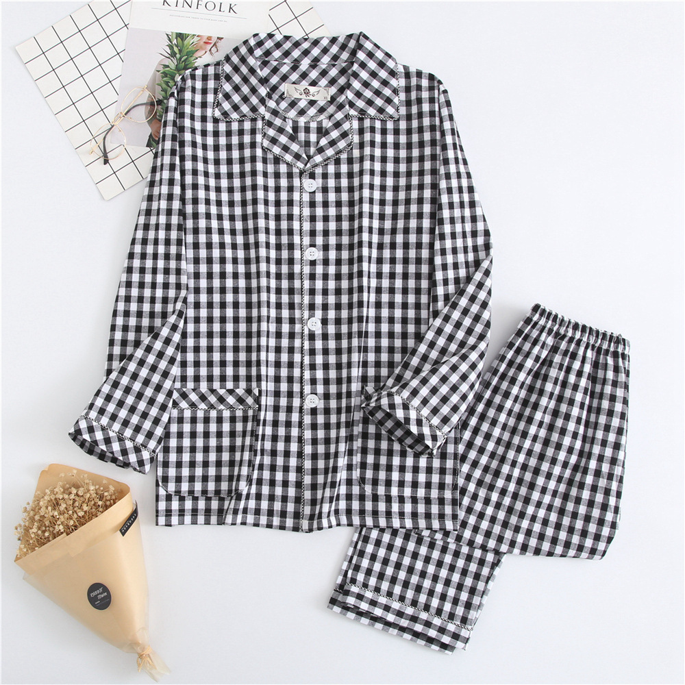 Men's Sleepwear Men's Plaid Pajamas Cotton Flannel Warm Fabric Sleepwear Clothes for Spring and Autumn Woven Cotton Plaid Mens Sleepwear Pij