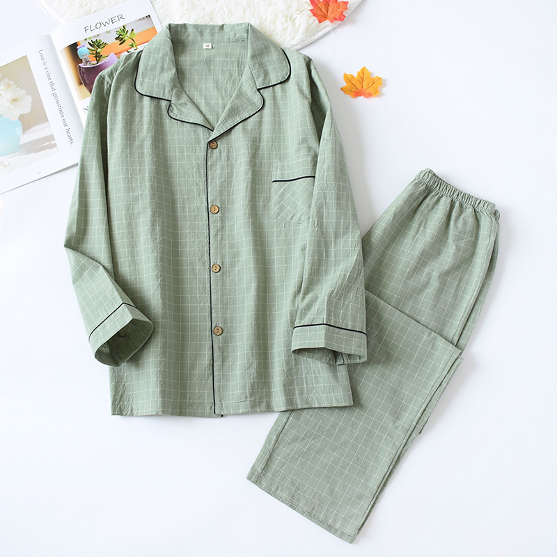 Men's Sleepwear Washable Cotton Long Sleeve Men's Pajamas Spring and Autumn Turnover Collar Pure Cotton Pajamas Men's Pajamas 230330