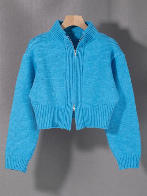 Women's Knits Tees Colorfaith SWC3217JXQ 2023 Zippers Cardigans Knitted Vintage Fashionable Elagant Autunm Winter Sweaters Short Tops 230310