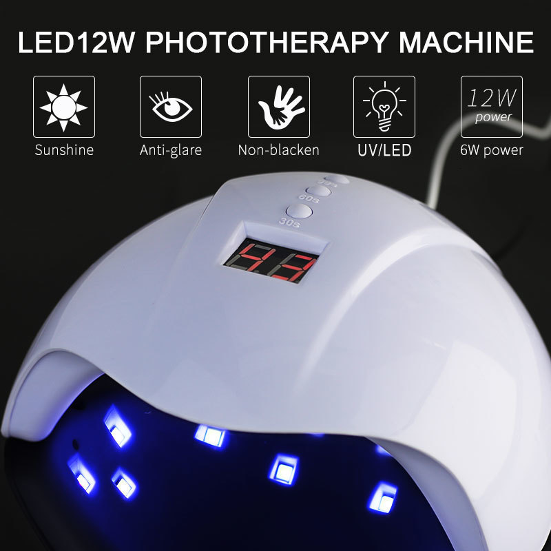 Nail Dryers 12W Nail Dryer Machine UV LED Lamp Portable USB Cable Home Use UV Gel Varnish Curer 12 Leds Lamp Nail Art Manicure Tool 230310