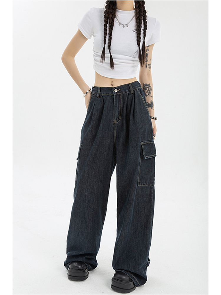 Women's Jeans Harajuku Oversize Cargo Pants Women Japanese Streetwear Loose Wide Leg Trousers for Female Pockets Baggy Jeans Pant 230311