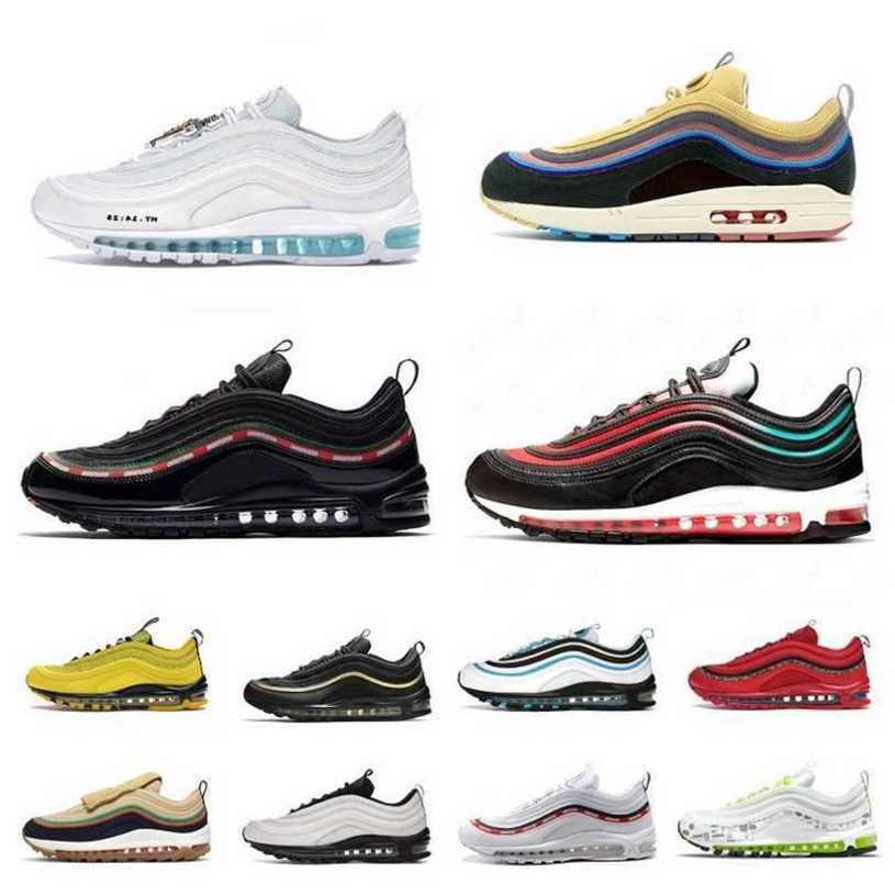 Max 97 Casual ShOes MSCHF x INRI Jesus Undefeated Summit Triple White Metalic Gold Mens Women Designer Air 97s Sean Wotherspoon Sliver Bullet Trainers Sneak
