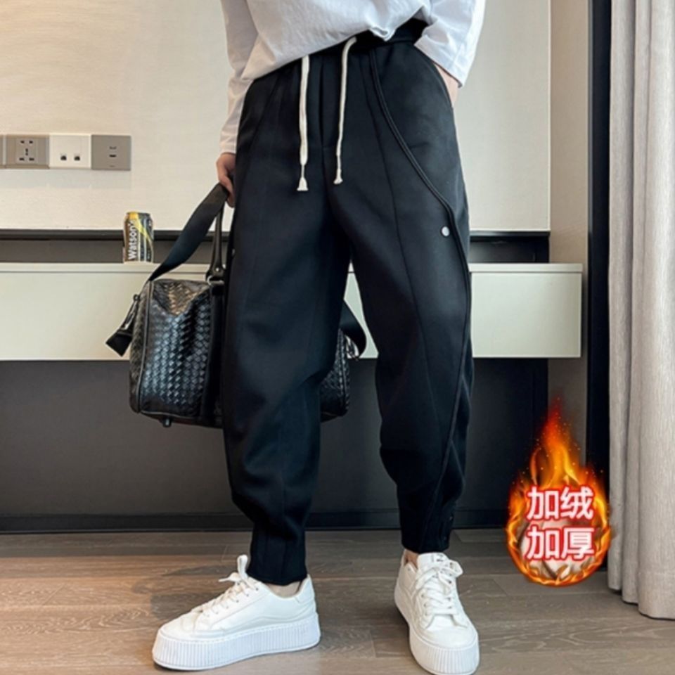 Men's Pants Autumn and Winter Sweatpants Men's Fleece Sports Pants Casual All-match Harem Pants Loose Gray Pants 230311