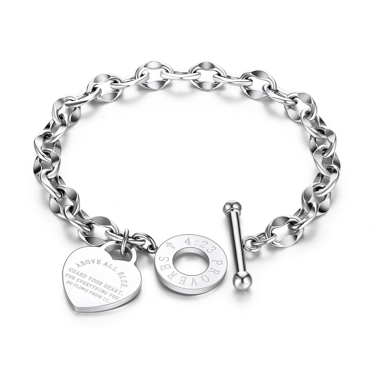Newest Arrival Stainless Steel Chain Bracelets Engraved Words Personalized Heart O Letter Love Bible Proverbs Link Bracelet Women Jewelry Gifts
Newest Arrival Stainless Steel Chain Bracelets Engraved Words Personalized Heart O Letter Love Bible Proverbs Link Bracelet Women Jewelry Gifts