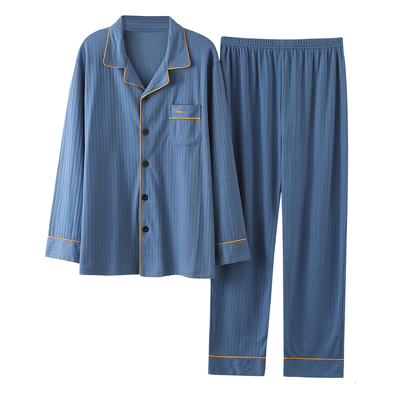 Men's Sleepwear Autumn Winter Men's Cotton Pajamas Button Lapel Pajamas Cartoon Pajamas Set Casual Sleep and Lounge Pajamas 3XL 4XL Men'